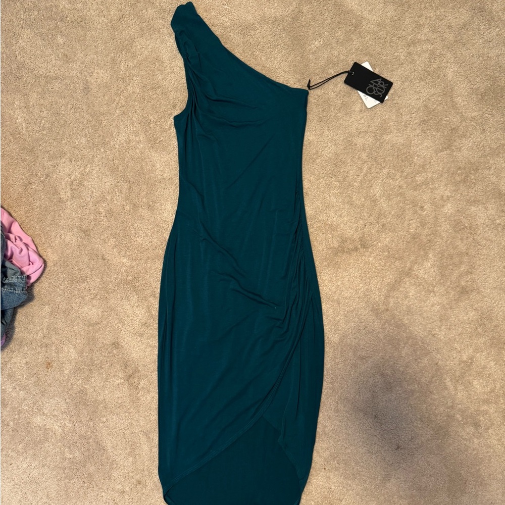 Chaser Teal One-Shoulder Dress
